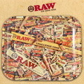 RAW LARGE PAPERS/TIPS METAL ROLLING TRAY (RAW-TRAY10)