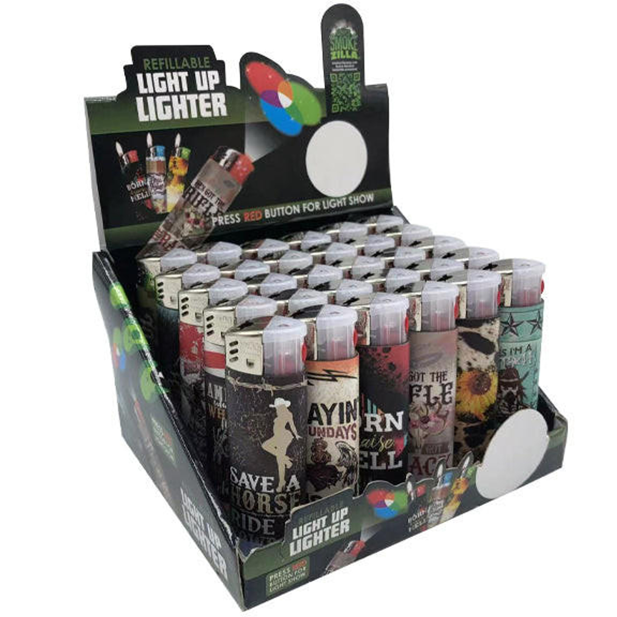 SMOKEZILLA COUNTRY GIRL LIGHT UP LIGHTER - 30CT DISPLAY