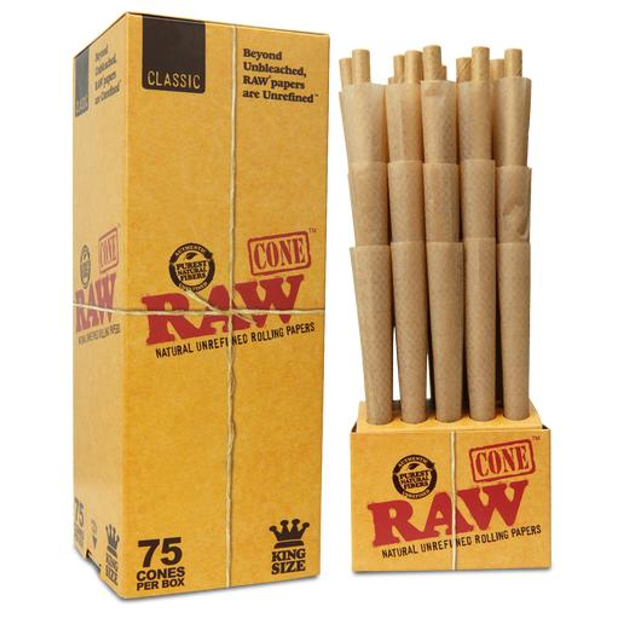 RAW CLASSIC KING SIZE CONES - 75CT