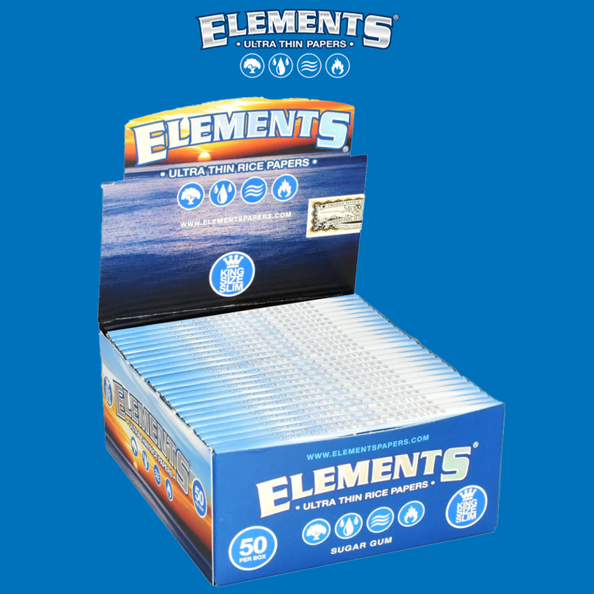 Elements Ultra Thin Rolling Papers 50 Packungen - King Size Slim Aus Reispapier