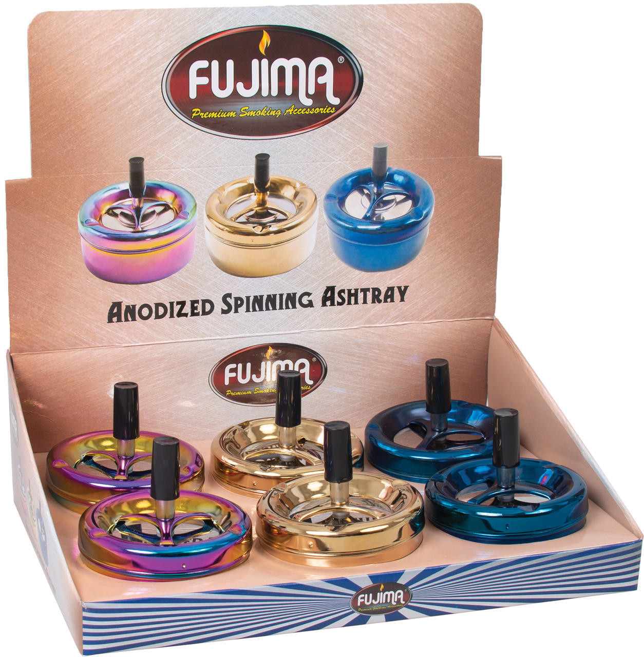 FUJIMA ANODIZED SPINNING ASHTRAY - 6CT