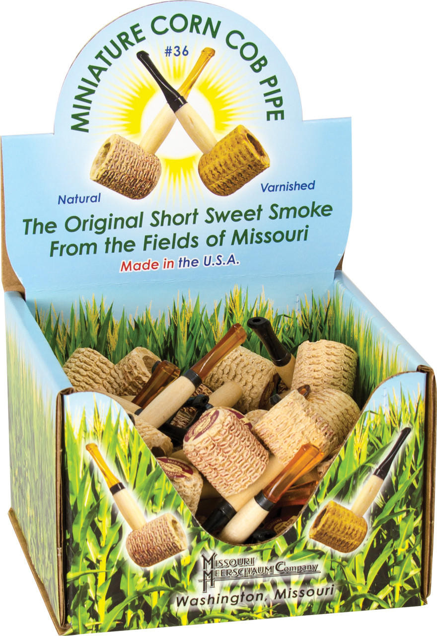 MINI CORN COB PIPE DISPLAY 36CT