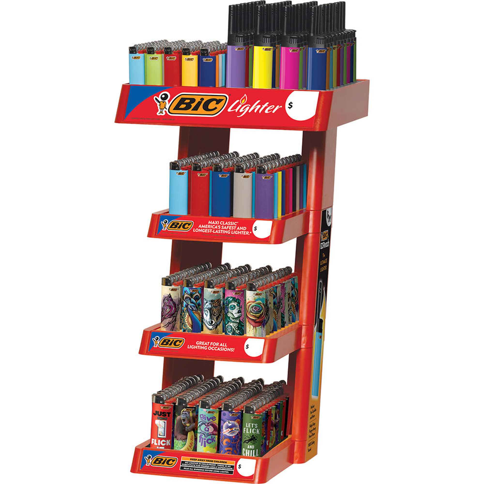 4 TIER BIC DISPLAY WITH 16 FREE REGULAR BIC LIGHTERS - 166CT