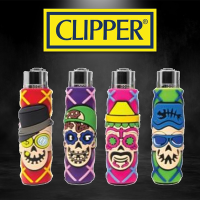 CLIPPER REUSABLE THE COOLEST SKULLS COVERS LIGHTER - DISPLAY OF 30CT