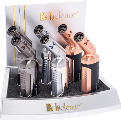 LUCIENNE QUADRUPLE FLAME TORCH LIGHTER - DISPLAY OF 6