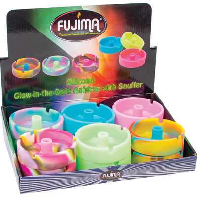 FUJIMA GLOW IN DARK ASHTRAYS WITH SNUFFER - 12CT