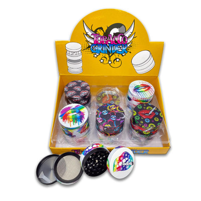 WHOLE BODY LIPS PRINTED 4 PART TOBACCO GRINDER - 12CT DISPLAY