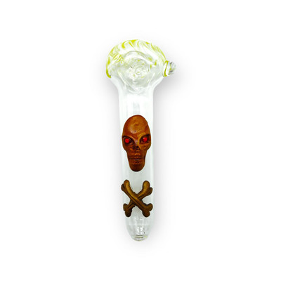 CLEAR GLASS SKULL 8 HANDPIPE HP100474