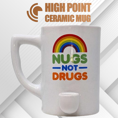 HPG CERAMIC WATER PIPE MUG - RAINBOW NUGS NOT DRUGS