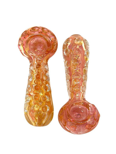  GOLDEN SHADE DOTTED BODY HEAVY SPOON HANDPIPE - BAG OF 5 