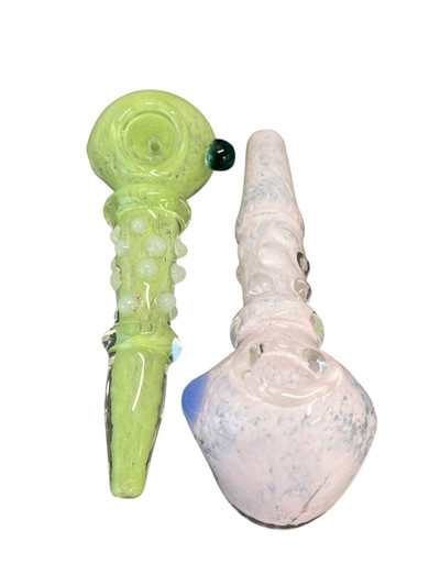 MILKY FRIT COLOR WHITE MARBLES HANDPIPE 5" 