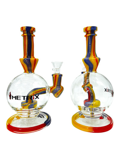  METRIX SWIRL DESIGN DISC PERC ORB WATERPIPE 8.5" 