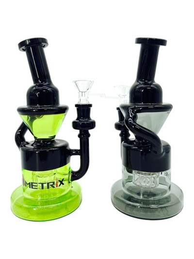  METRIX DARK TOP DISC PERC CONE RECYCLER WATERPIPE 8" 
