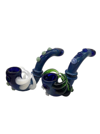 OCTOPUS LEGS COLOR GLASS SHERLOCK HANDPIPE 5"