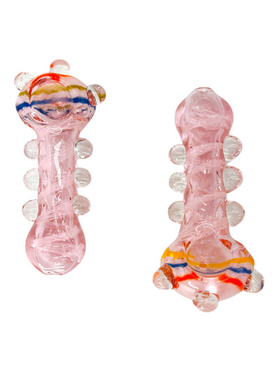FUMED PINK GLASS HANDPIPE 4" - 5CT BAG