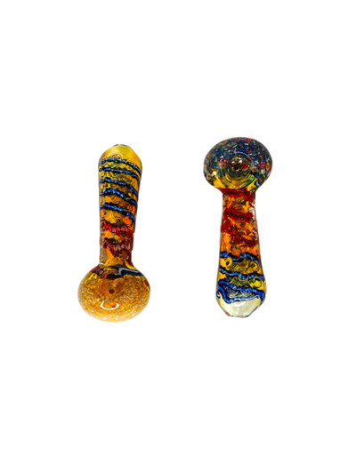MARBLE FUMED MINI FRITS HANDPIPE 4" - 5CT BAG
