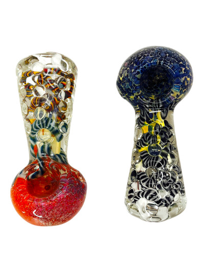 SNAKE ART FUMED GLASS HANDPIPE 4" - 5CT BAG