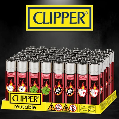 48CT. LUCK DICE CARDS CLIPPER LIGHTERS