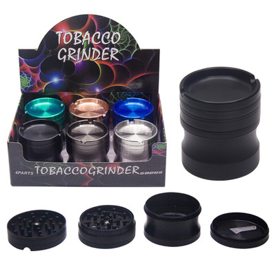 VARIETY 63MM 4 PART GRINDER WITH CIGARETTE HOLDER AND ASHTRAY - 6CT