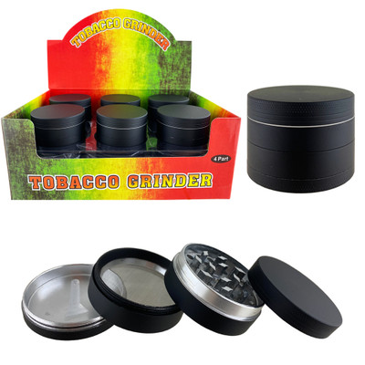 4 PART 55MM BLACK MATTE FINISHED GRINDER DISPLAY - 12CT
