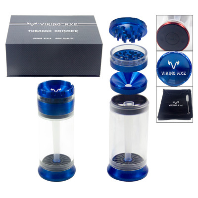 VIKING AXE GRINDER 63MM WITH CONE FILLER AND ASHTRAY TOP - BLUE