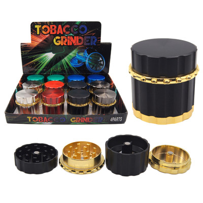 4 PARTS GOLD LINED ZINC ALLOY MAGNETIC 45MM GRINDER - 12CT