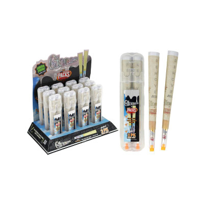 GLONES PRE ROLLED CONES WITH GLASS TIPS 2PK KING SIZE - 12CT DISPLAY