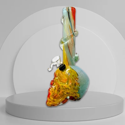 SKULL BASE TWISTED WAVE GRIP SOFT GLASS - GLASS ON RUBBER 12"