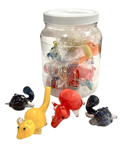SMALL SIZE MIX ANIMALS HANDPIPE - 16CT JAR