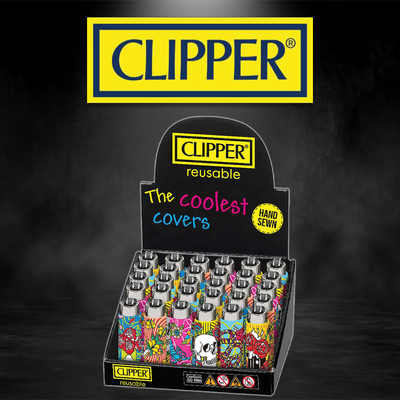 CLIPPER REUSABLE TATTOO POP COVER LIGHTERS - 30CT DISPLAY