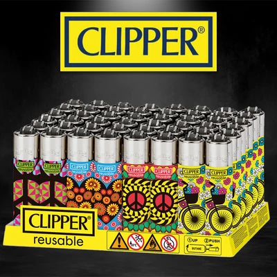 PEACE HEART BICYCLE CLIPPER LIGHTERS - 48CT