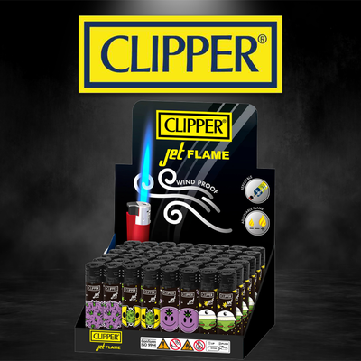 CLIPPER CLASSIC LARGE JET FLAME GALACTIC WEED - 48CT DISPLAY