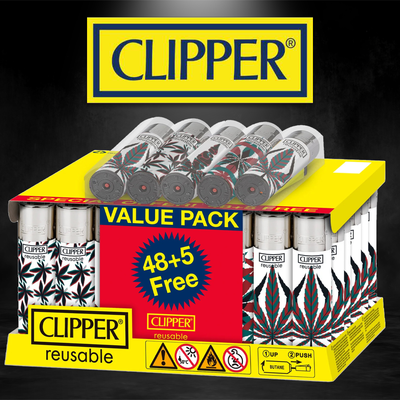 CLIPPER CLASSIC LARGE PRINTED NEON LEAVES - 48CT DISPLAY