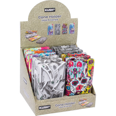 FUJIMA PLASTIC 5 CONE HOLDER PRINTED DESIGNS - DISPLAY OF 12