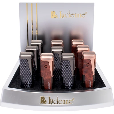 LUCIENNE QUAD JETS TORCH LIGHTER WITH PUNCH & REST - DISPLAY OF 10