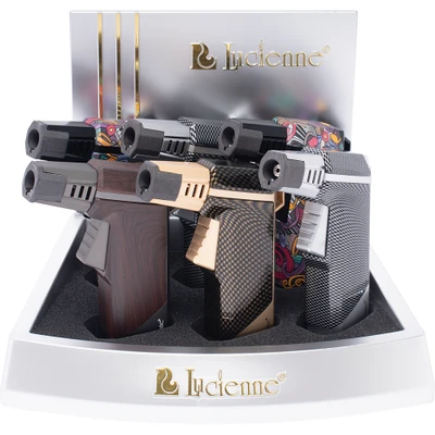 LUCIENNE SINGLE JET TORCH WITH PRINT - DISPLAY OF 6
