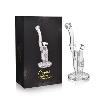 CRYSTAL SERIES BY HPG - 13" CURVY NECK & BODY LOW PROFILE DOWN STEM MATRIX PERC WATER PIPE