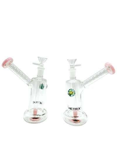 METRIX CLEAR SWIRL DRIP WATERPIPE ASSORTED COLOR 7"