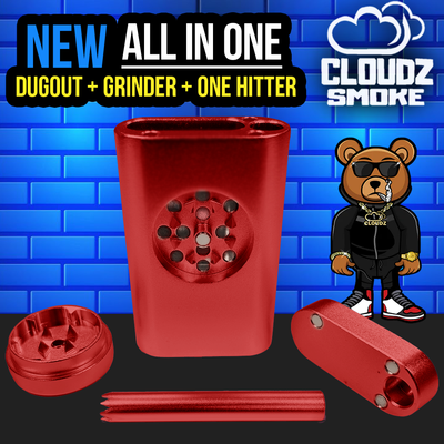 CLOUDZ SMOKE PLATIUM EDITION ALL IN ONE DUGOUT GRINDER ONE HITTER - DISPLAY OF 12