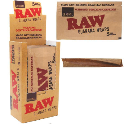 RAW GUARANA CAFFEINE WRAPS 5-PACK - DISPLAY OF 25