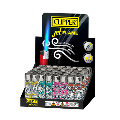 CLIPPER LIGHTERS JET SOMBER PATTERN - DISPLAY OF 48