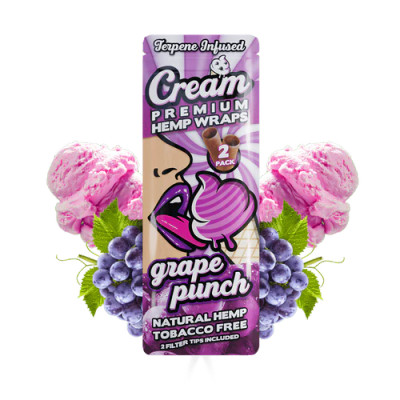 CREAM NATURAL HEMP WRAPS 2-PACK - DISPLAY OF 25