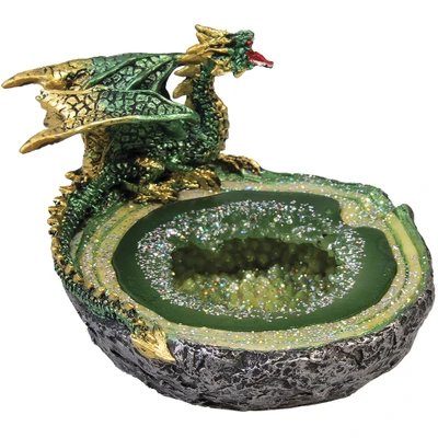 FUJIMA GREEN GLITERING DRAGON ASHTRAY