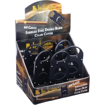 LUCIENNE S/S CIGAR CUTTER W/ BLACK BLADE (64 GAUGE) - DISLPAY OF 6
