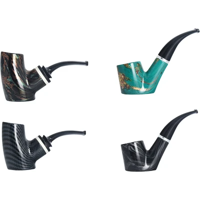 FUJIMA STYLISH MIX OF CLASSIC WOODEN TOBACCO PIPES - DISPLAY OF 6