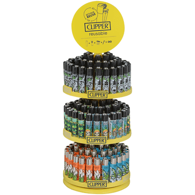 CLIPPER CP11 3-TIER CAROUSEL WEED LEAVES SKULLS DISPLAY OF 144 + 12 FREE