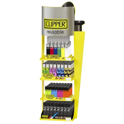 CLIPPER 4-TIER VARIETY LIGHTERS DISPLAY OF 168
