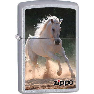 ZIPPO GREEN WHITE HORSE RUNNING LIGHTER