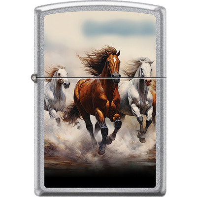 ZIPPO MAJESTIC HORSES SPRINTING TOGETHER DESIGN LIGHTER