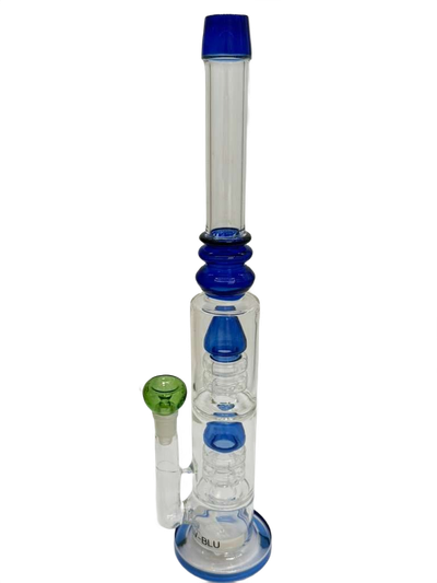 DOUBLE DISC PERC STRAIGHT GLASS WATERPIPE 19"